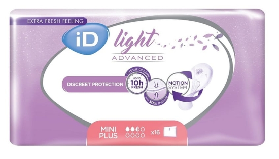 Wkłady anatomiczne dla kobiet iD LIGHT MINI PLUS 16 szt. ONTEX  opakowanie